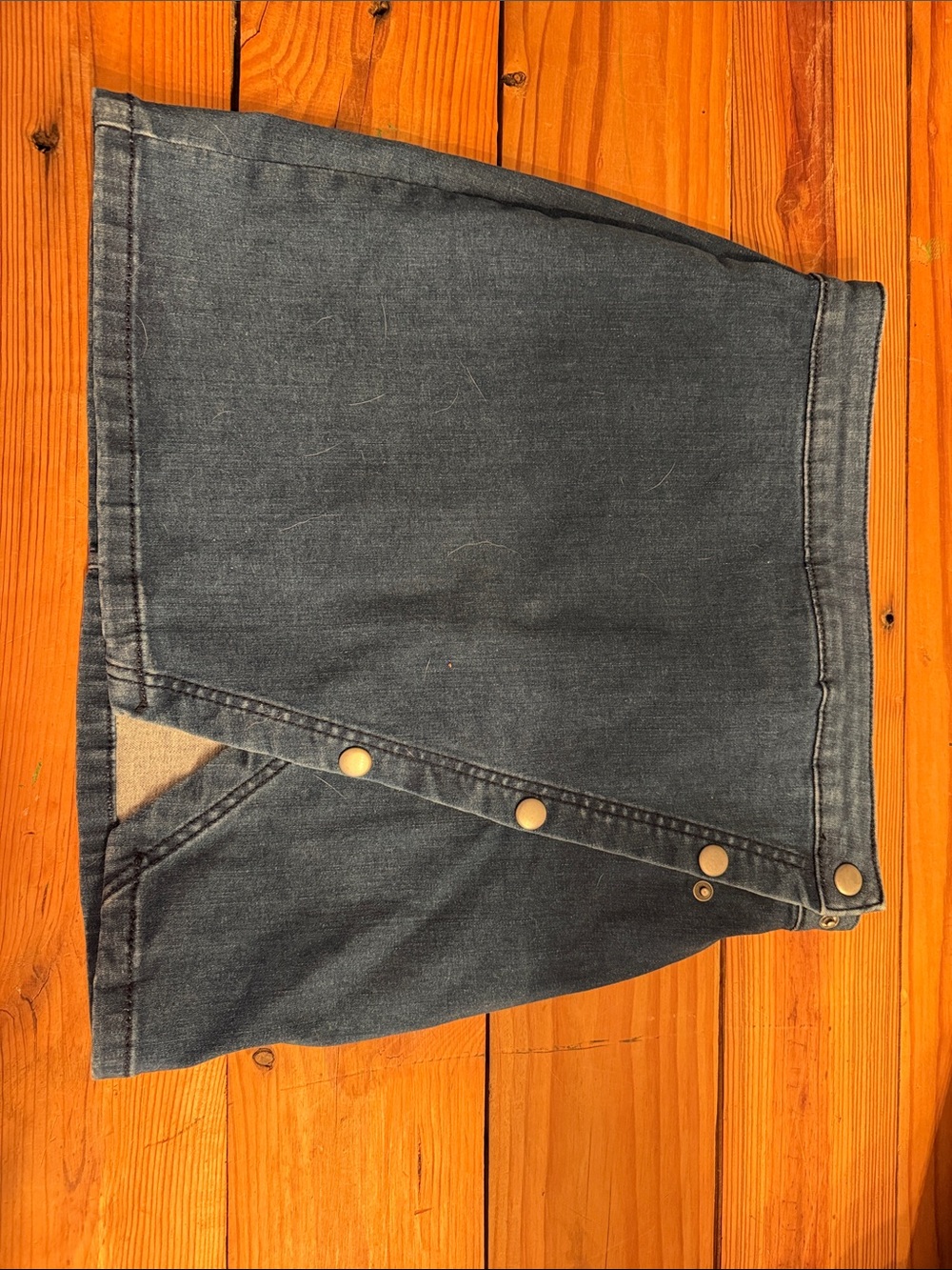 We The Free Indigo Snap-Front Denim Mini Skirt